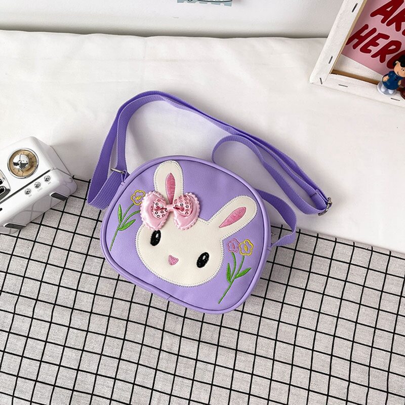 

Cartoon Rabbit Graphic Crossbody Bag, Purple