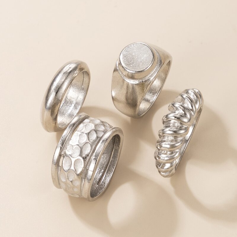 

4pcs Minimalist Ring, Silver