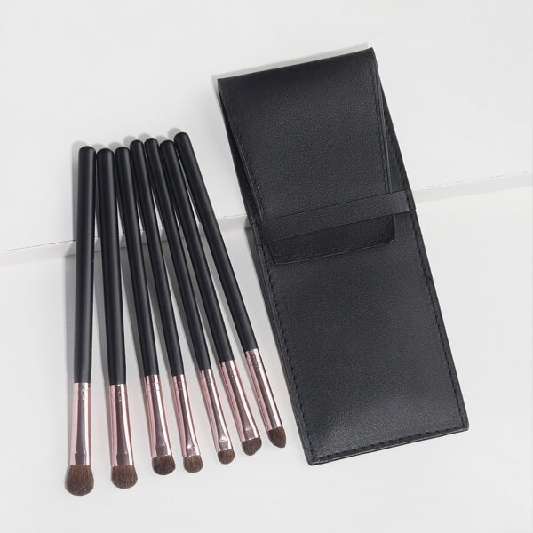 

7pcs Eye Makeup Brush Set With Case, Black
