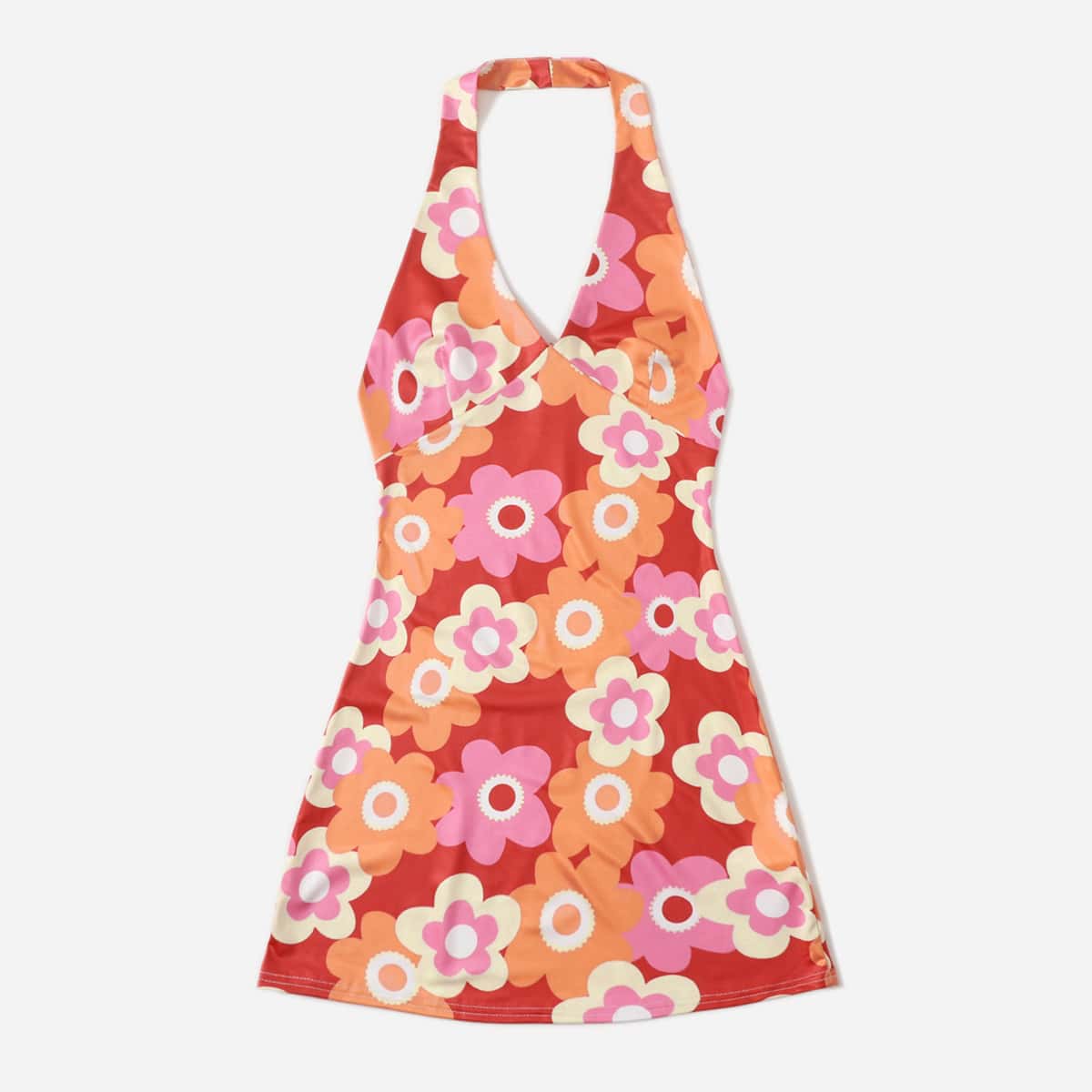 

Allover Floral Print Halter Dress, Multicolor
