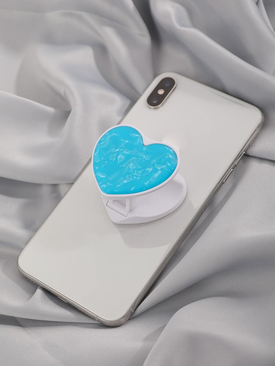 Heart Shaped Pop-out Phone Grip - Blue - View 1