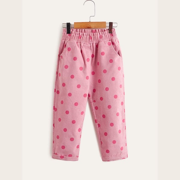 

Toddler Girls Polka Dot Print Pants, Pink