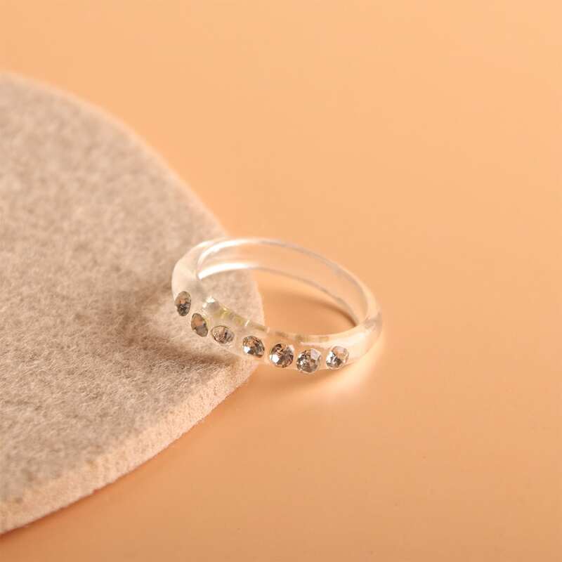 

1pc Rhinestone Decor Ring, Clear