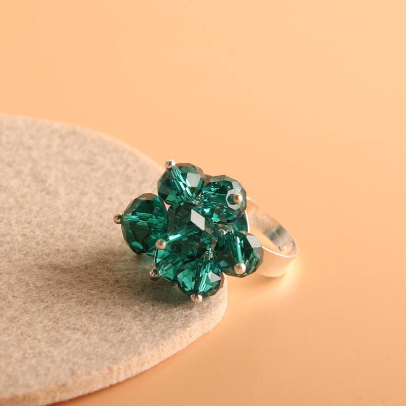 

1pc Crystal Decor Charm Ring, Green