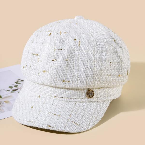 

Star Decor Baker Boy Cap, White