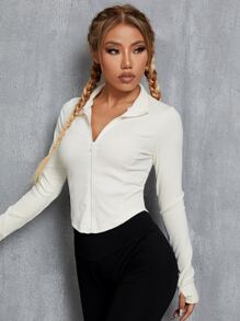 Áo khoác thể thao Zip Up - Màu be - Xem 4