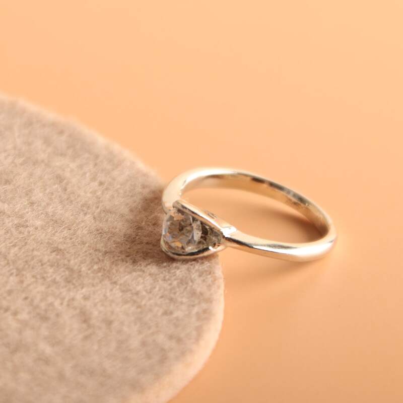 

1pc Rhinestone Decor Ring, Silver