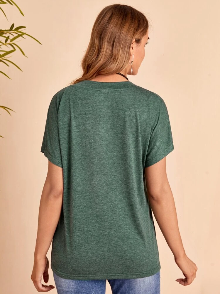 Women's Solid Color V-Neck Batwing Sleeve T-Shirt Casual Teacher T Shirt Going Out Tops Basic Tees
