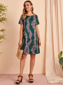 SHEIN Đầm Khối Màu Báo Giải trí - Nhiều màu - Xem 3