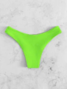 Solid Cheeky Bikini Bottom, For Summer Beach Vacation - Lime Green - View 2