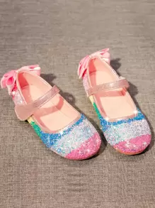 女孩彩虹金屬質感瑪麗珍平底鞋 - 彩色 - 查看 1