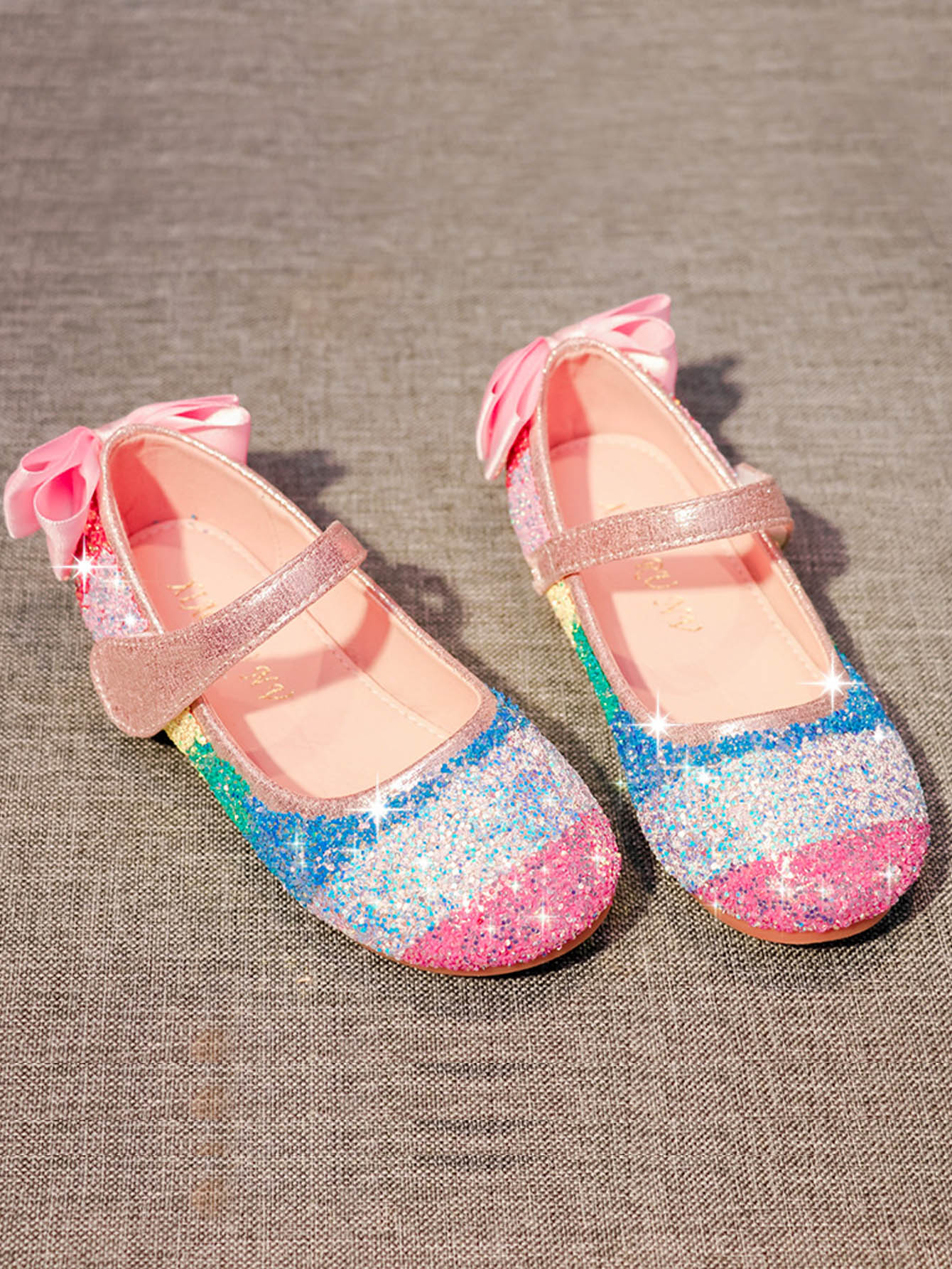 女孩彩虹金屬質感瑪麗珍平底鞋 - 彩色 - 查看 1
