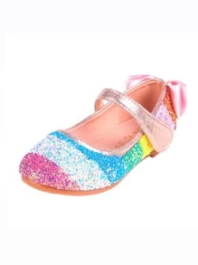 女孩彩虹金屬質感瑪麗珍平底鞋 - 彩色 - 查看 3