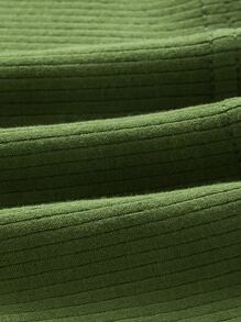 SHEIN EZwear 素色羅紋針織吊帶上衣 - 軍綠色 - 查看 3