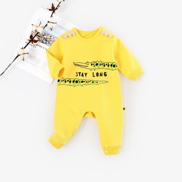 

Baby Boy Cartoon Graphic Jumpsuit, Yellow