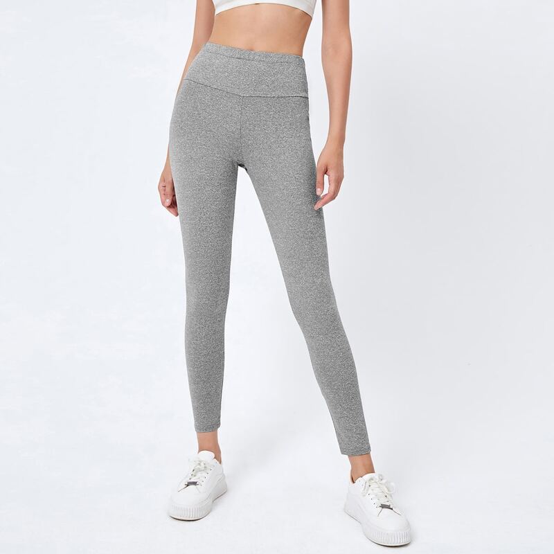 

High Waist Fitted Slim Leggings, Grey