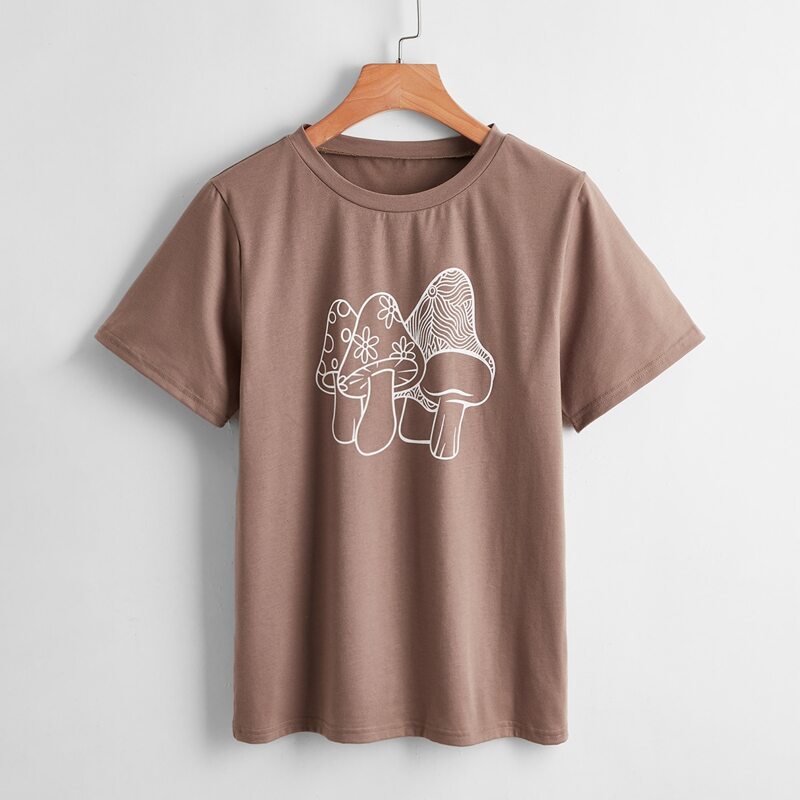

Mushroom Print Tee, Mocha brown