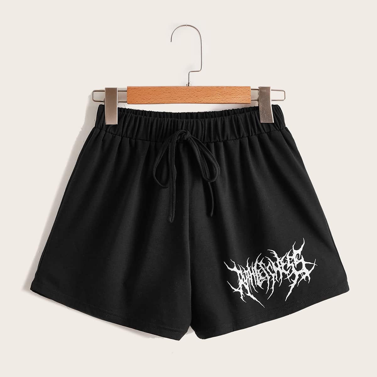 

Graphic Print Shorts, Black