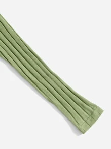 SHEIN EZwear Top corto tejido de canalé con un hombro - Verde - Ver 4