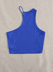 Muchica Áo nữ Gân đan màu trơn Giải trí - Xanh đậm - Xem 2