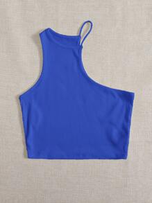 Muchica Áo nữ Gân đan màu trơn Giải trí - Xanh đậm - Xem 5