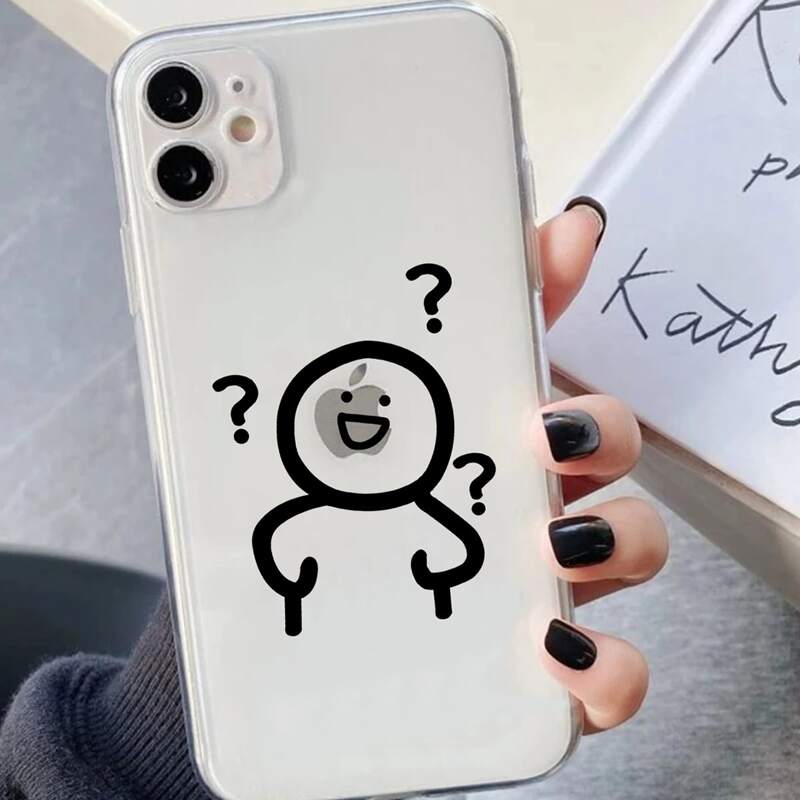 

Cartoon Graphic Transparent Phone Case, Black