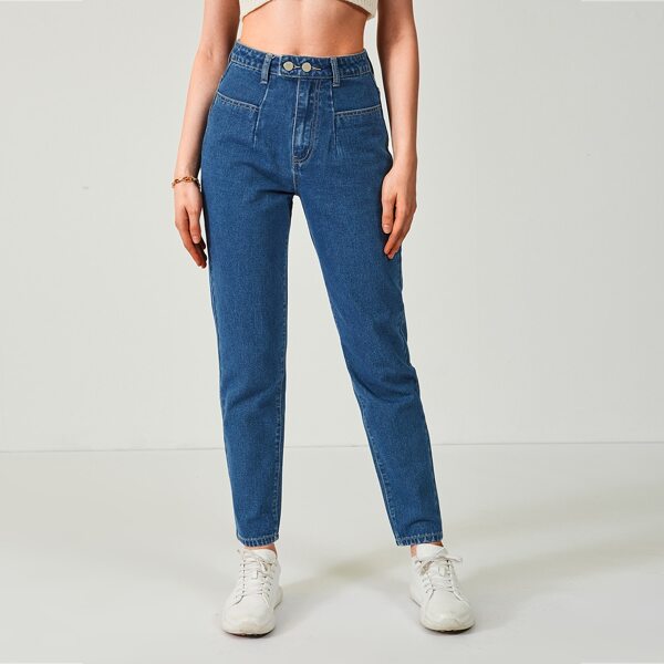 

Pocket Back Carrot Hem Jeans, Medium wash