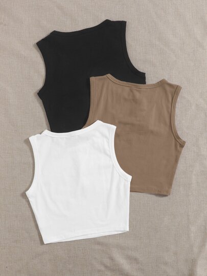 SHEIN EZwear 3 PCS Round Neck Tank Top