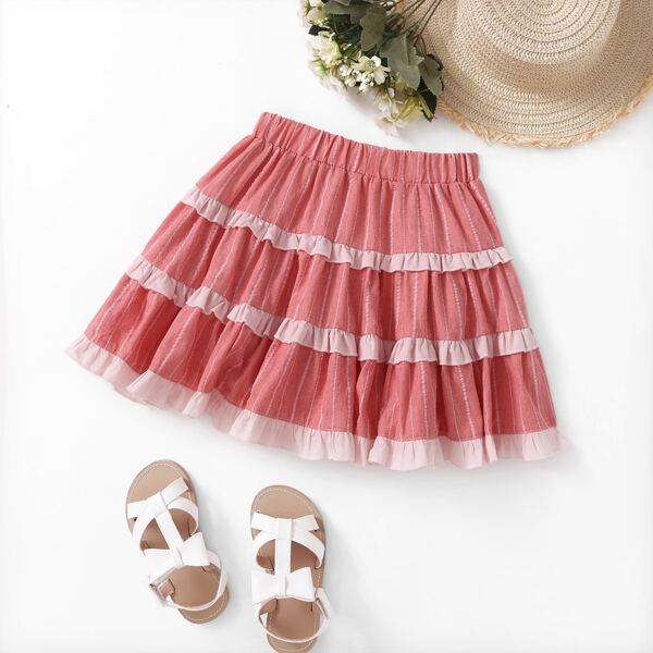 

Toddler Girls Frill Trim Layered Skirt, Dusty pink