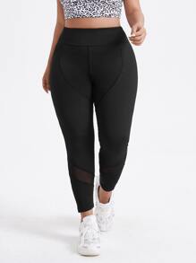 Gameset SHEIN Sport Leggings deportivos unicolor recortado - Negro - Ver 1