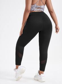 Gameset SHEIN Sport Leggings deportivos unicolor recortado - Negro - Ver 2