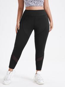 Gameset SHEIN Sport Leggings deportivos unicolor recortado - Negro - Ver 4