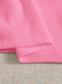 SHEIN EZwear 不對稱領背心上衣 - 粉色 - 查看 3