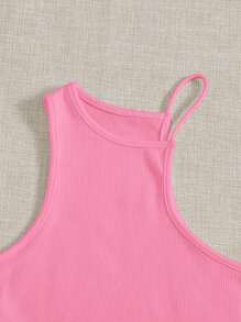 SHEIN EZwear 不對稱領背心上衣 - 粉色 - 查看 4