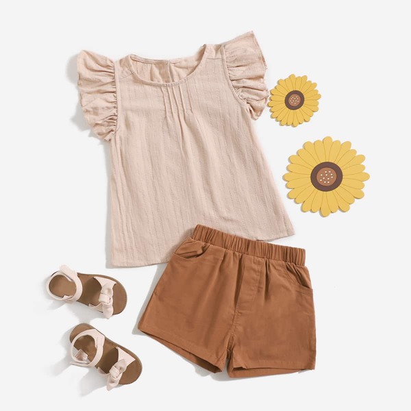 

Toddler Girls Ruffle Trim Top And Shorts Set, Multicolor