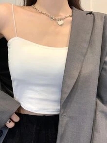 素色吊帶短上衣