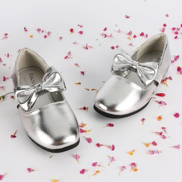 

Toddler Girls Metallic Bow Decor Flats, Silver