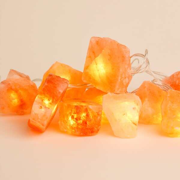 

1pc String Light With 10pcs Himalayan Salt Bulb, Yellow