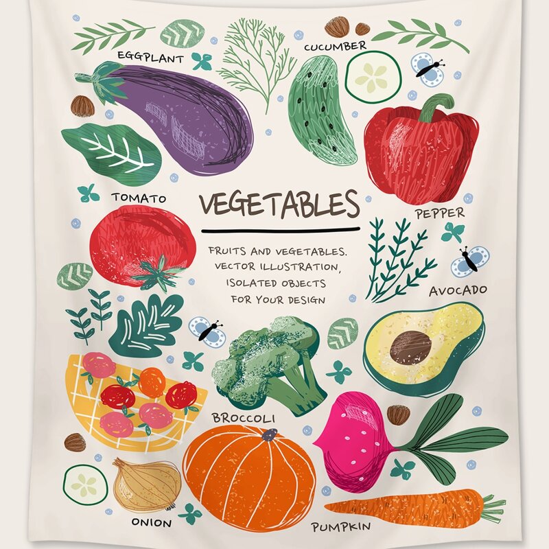 

Vegetables Print Tapestry, Multicolor