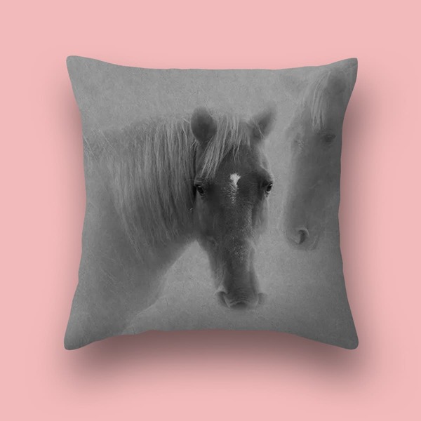 

Horse Print Cushion Cover Without Filler, Grey