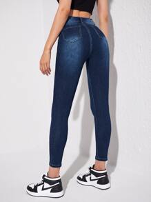 Quần jean Nút Dây kéo - Rửa tối - Xem 2