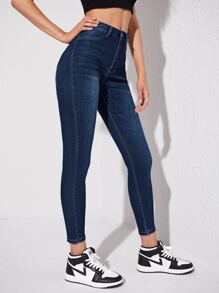 Quần jean Nút Dây kéo - Rửa tối - Xem 5