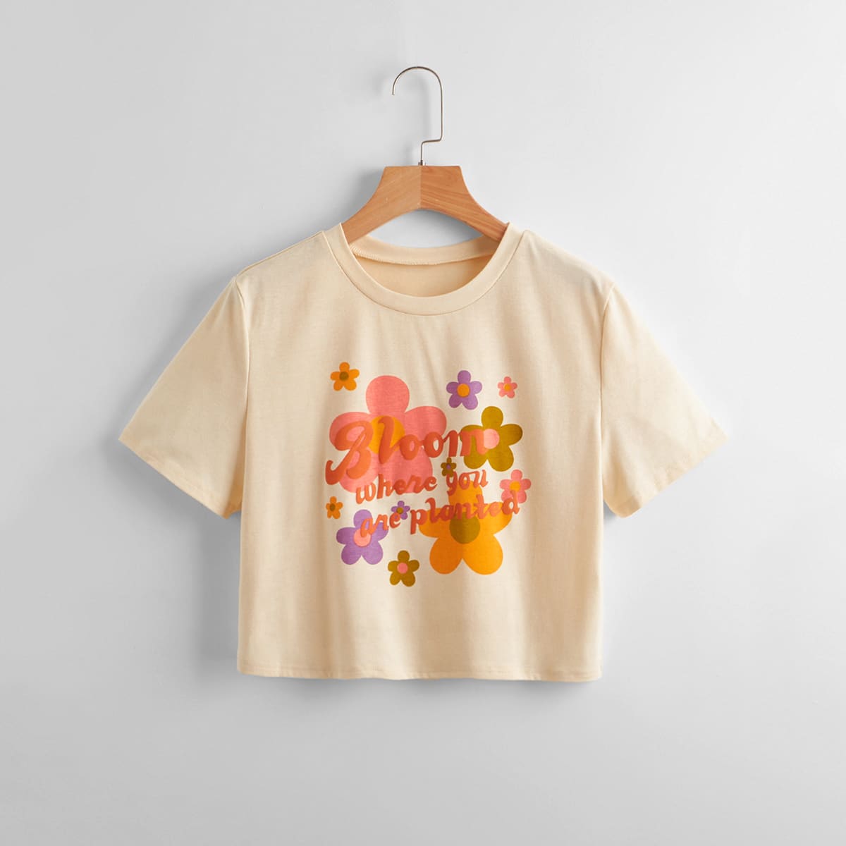 

Floral Print Tee, Apricot