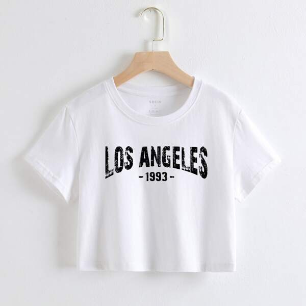 

Letter Graphic Crop Tee, White