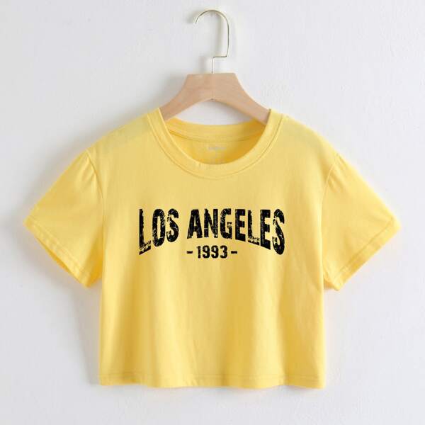 

Letter Graphic Crop Tee, Yellow