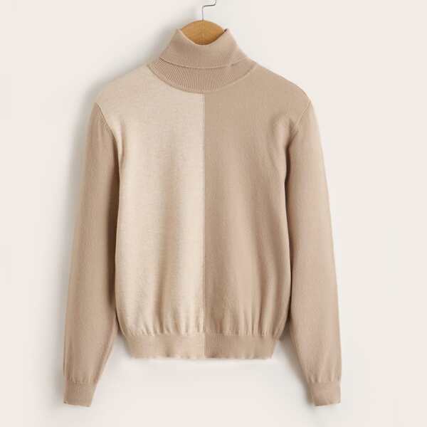 

Girls Colorblock Turtleneck Sweater, Khaki