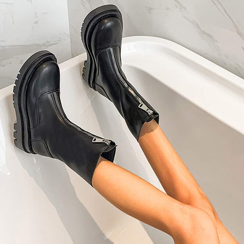 

Zip Front Boots, Black