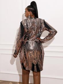 seomiscky Plus Allover Print Sequin Dress