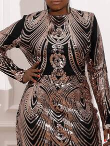 seomiscky Plus Allover Print Sequin Dress