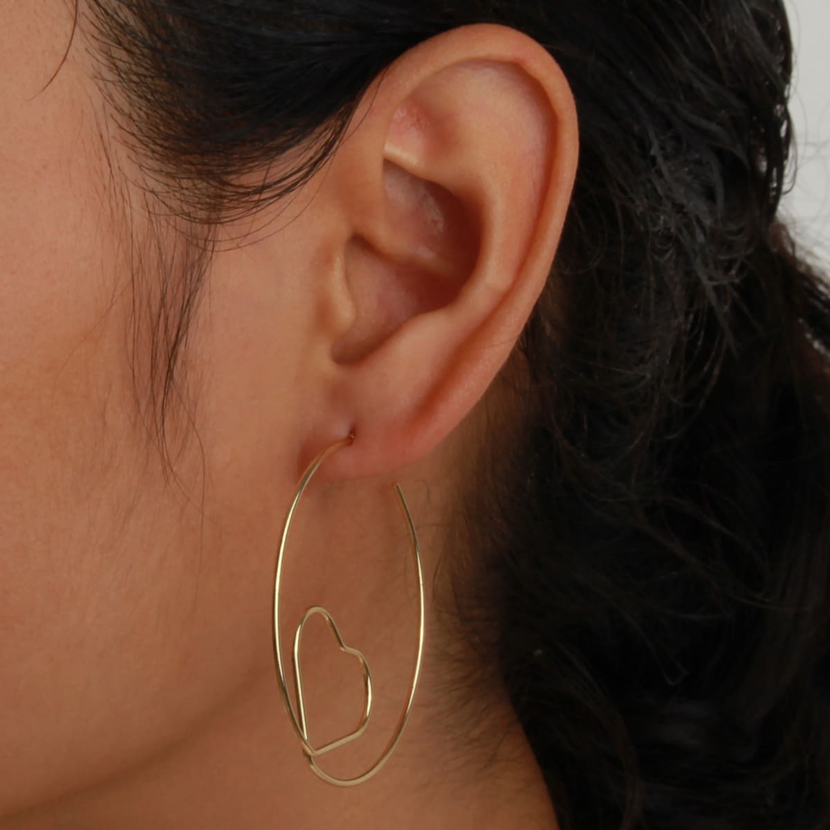 

Heart Design Hoop Earrings, Gold